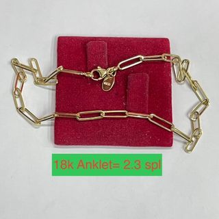 18K Saudi Gold Anklet Paper Clip