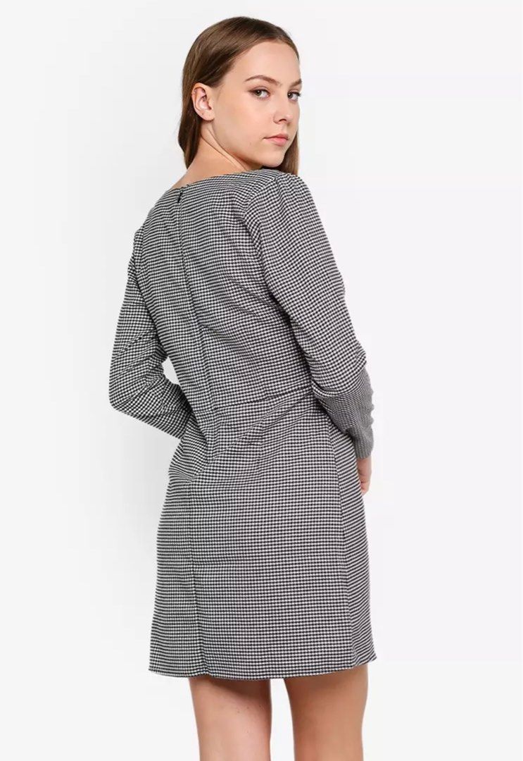 Abercrombie Fitch A F Sweetheart Slim Mini Dress White Houndstooth Size M tall