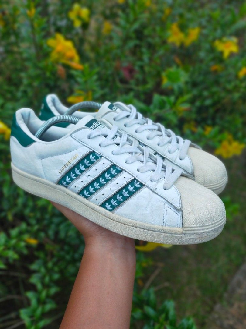 AdIdas superstar green white size 9uk Men s Fashion Footwear
