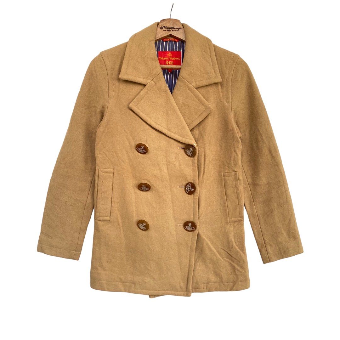 Auth VIVIENNE WESTWOOD Red Label Orb Button Wool Peacoat Double Breasted Luxury Archival Clothing