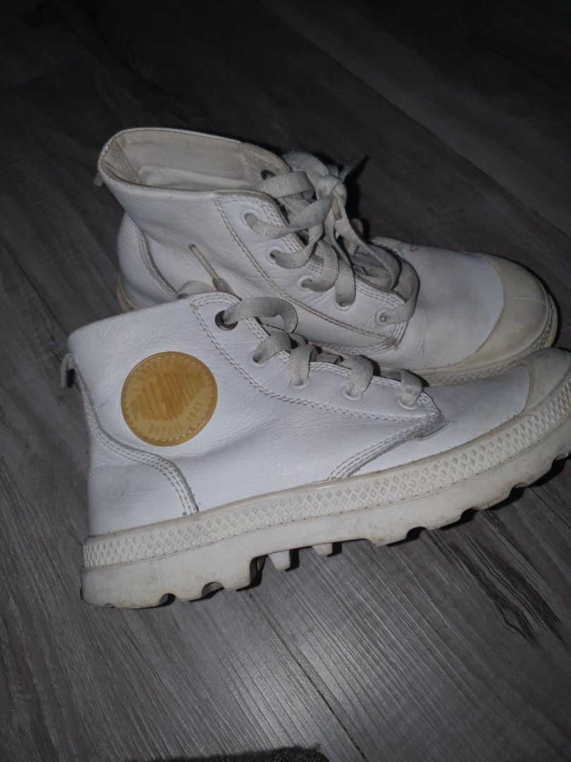 White leather palladium boots cheap