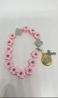 Beautiful polymer clay light pink protection bracelet