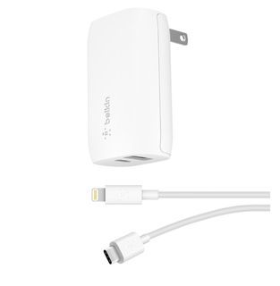 Belkin BoostCharge 30W or 32W USB-C PD + USB-A Wall Charger + USB-C to Lightning Cable