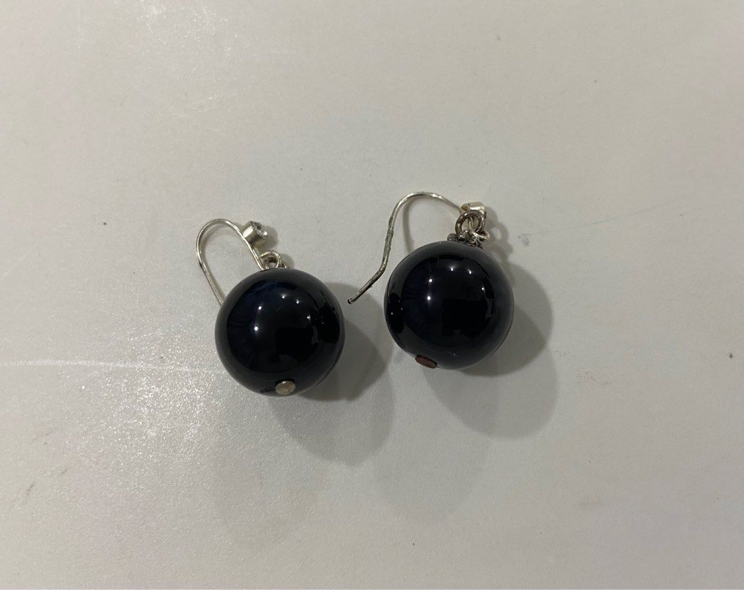 Black agate drop earrings Women s Fashion Jewelry Organisers