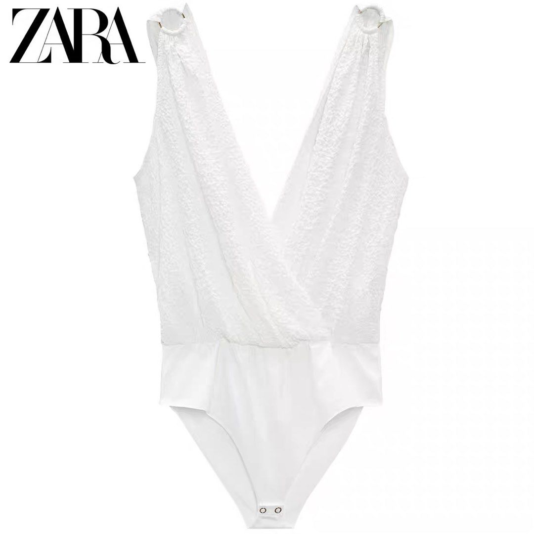 zara white lace bodysuit, Women's Fashion, Tops, Sleeveless on Carousell