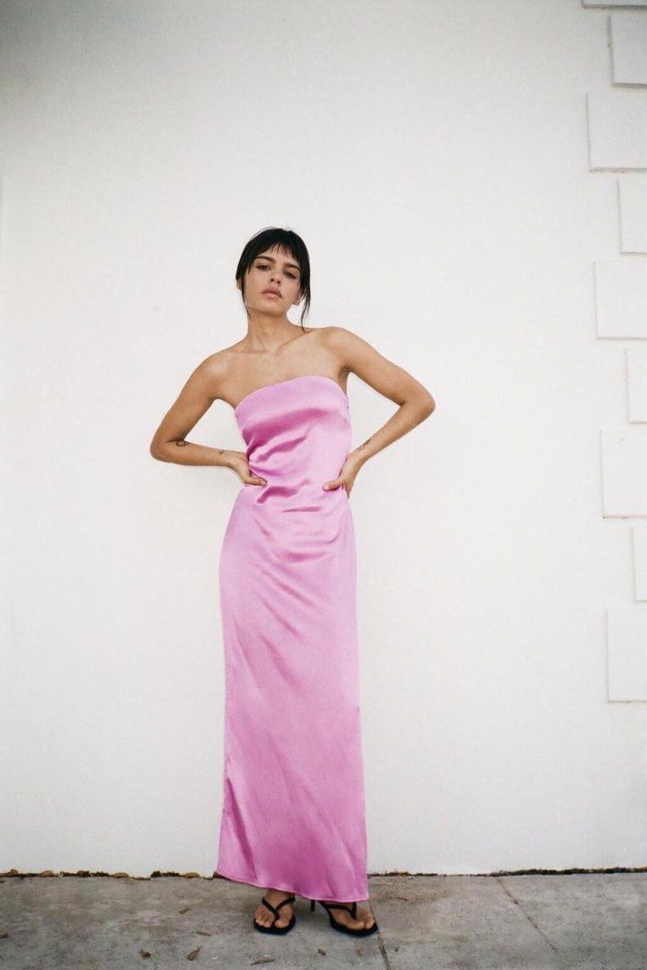pink tube dress zara BNWT Zara satin tube dress in pink, Women's Fashion, Dresses & Sets, Evening dresses & gowns on Carousell