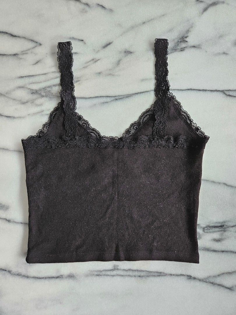 Brandy Melville / John Galt black Eleanor lace tank top, Women's
