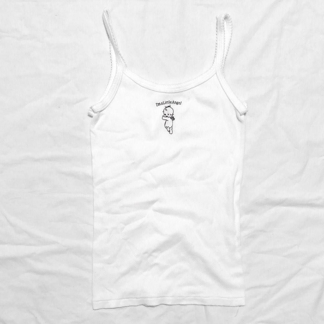 brandy melville i’m a little angel white ribbed tank top
