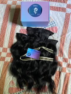 Clip Human Hair Extensions (Natural Curl/Wavy) - Color Black (MIDWAIST)
