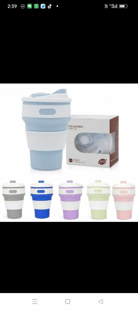 Collapsible Travel Cup 350ml (Category: Water Bottles & Tumblers) located in Quezon City. Submitted by magicgerry (Listing ID 1286193074, Image 1). Description: Collapsible Travel Cup 350ml (P190.00) > 350ml > Avail. in 6 colors > Collapsible.