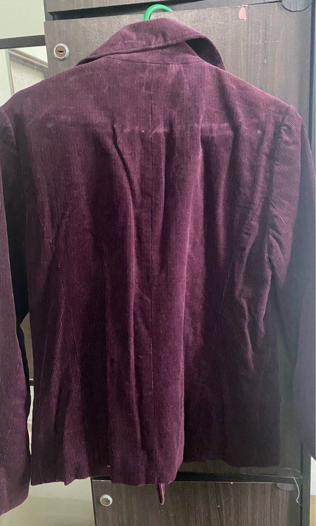Corduroy Double Breasted Jacket Purple Women s Fashion Coats