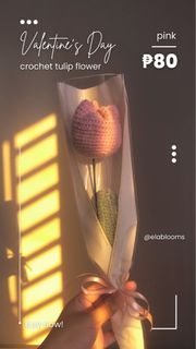 Crochet Flower Tulips Bouquet (pink) Valentine’s Day Gift Boyfriend Girlfriend Anniversary Birthday