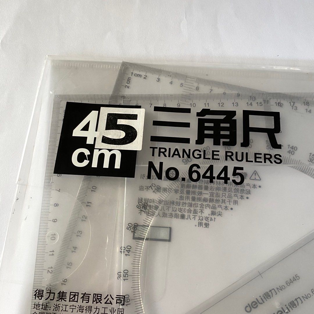 Deli Triangle Rulers (2pcs) (Category: Stationery & School Supplies) located in Malabon City. Submitted by a_closet (Listing ID 1286228849, Image 2). Description: Deli Triangle Rulers 2pcs Both in good condition.