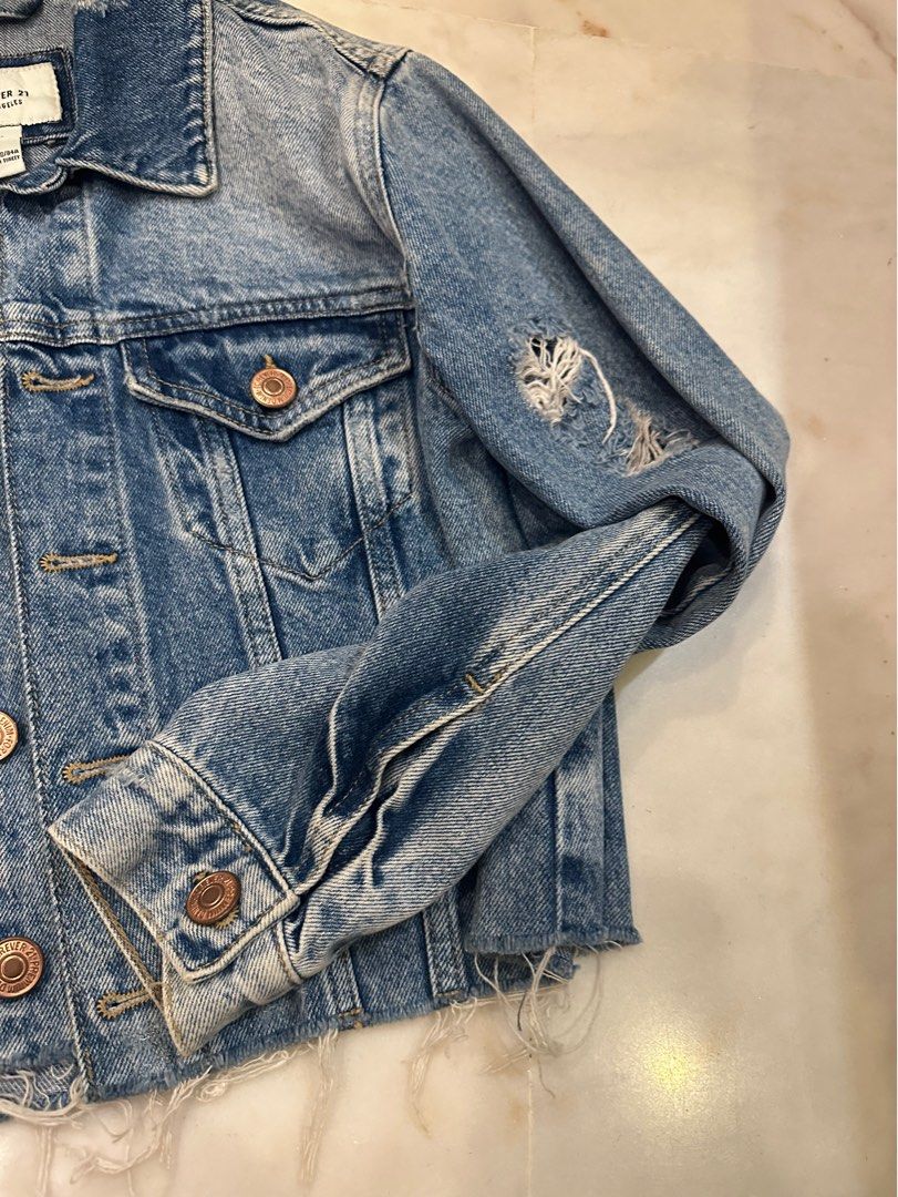 forever 21 ripped denim jacket
