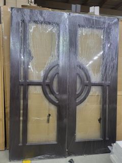 HDF Double Panel Laminated Glass Door