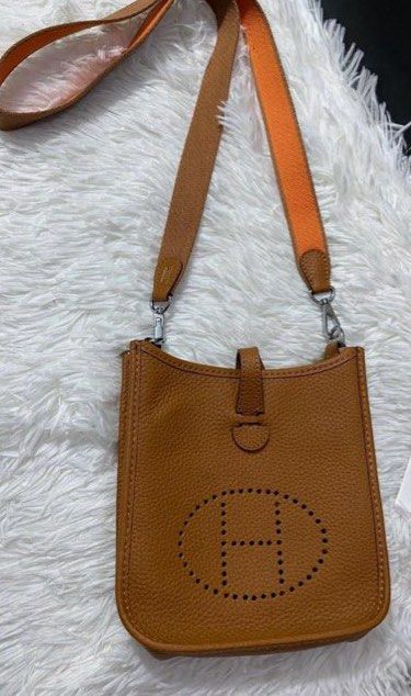 Hermes Evelyne Mini Sling Bag Brown Leather Luxury Bags Wallets on Carousell