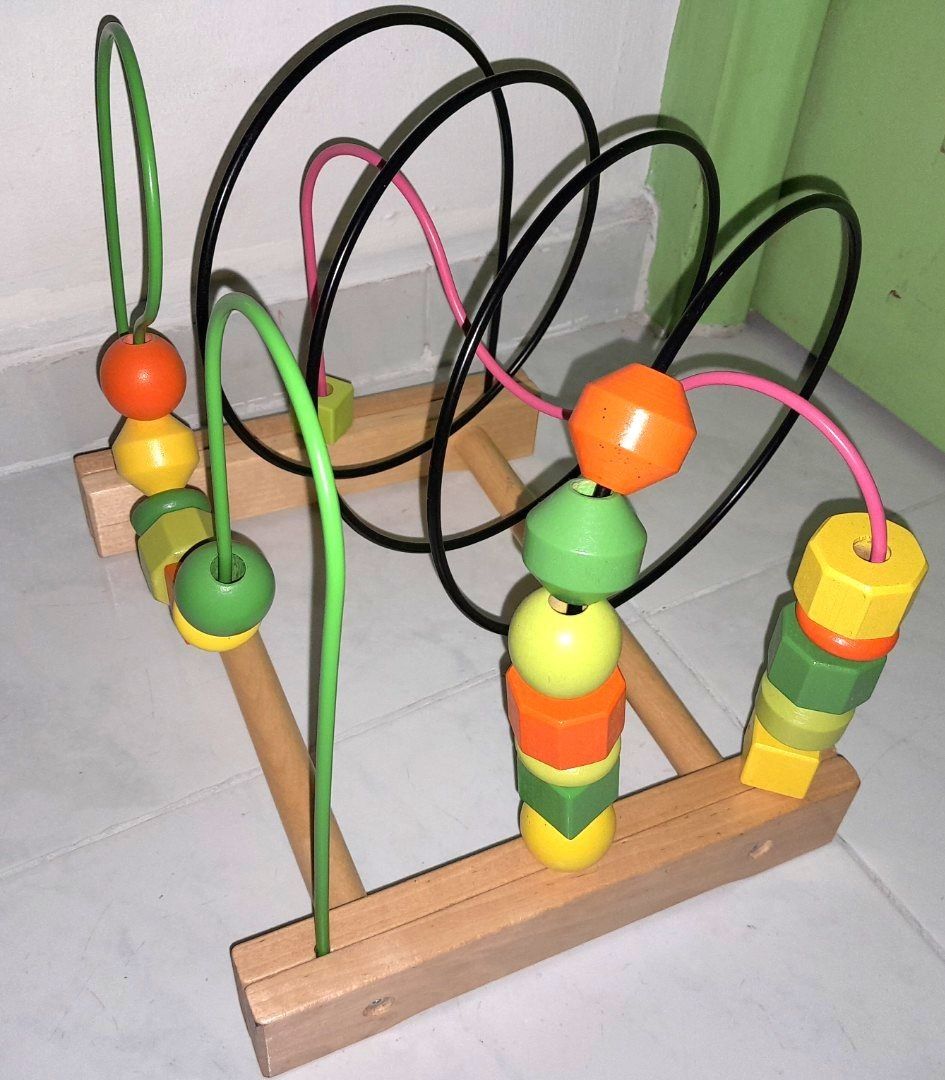 IKEA Wooden Circles Bead Maze Wire Roller Coaster Activity Puzzle