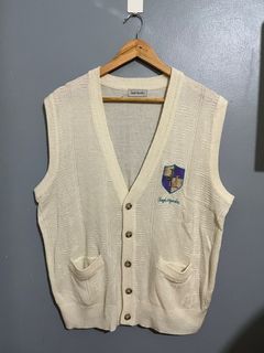 Joseph Myerchin White Knitted Button Down Sweater Vest | y2k basic preppy