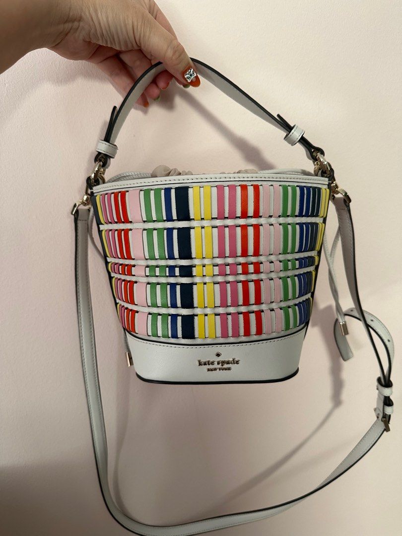 Rainbow bucket top bag