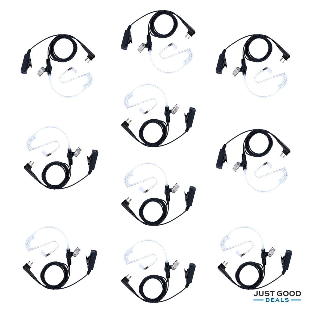 KEYBLU 10 PCS CLS1110 Acoustic Tube Surveillance Earpiece/Headset with PTT  and Mic for Motorola Walkie Talkie RDM2070d CP200 CP200d CLS1410 CLS1413