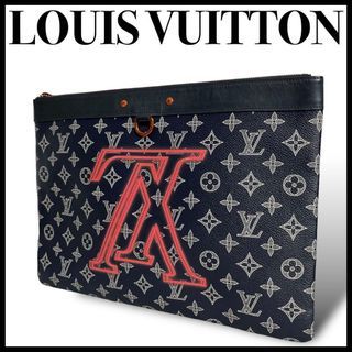 Louis Vuitton M62905 Monogram Ink Upside Down Pochette Apollo Clutch Bag Second Bag Navy