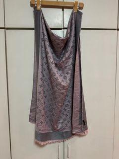Louis Vuitton silk grey pink shawl