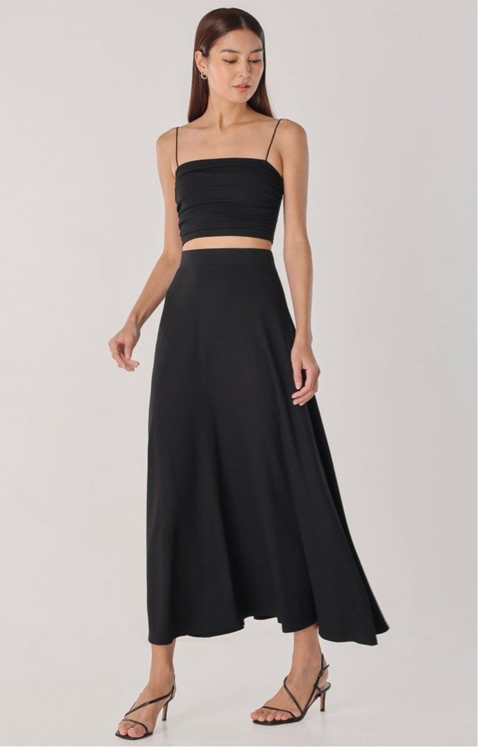 Lovet Ava Cotton Jersey Maxi Skirt-Petite (Black), Women's Fashion