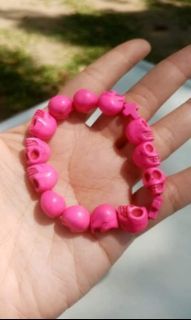 Made in Mexico pink turquoise skull rosary bracelet offers spiritual lesson life and death