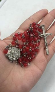 Made in Vatican Rome vintage Pope John Paul red rosary