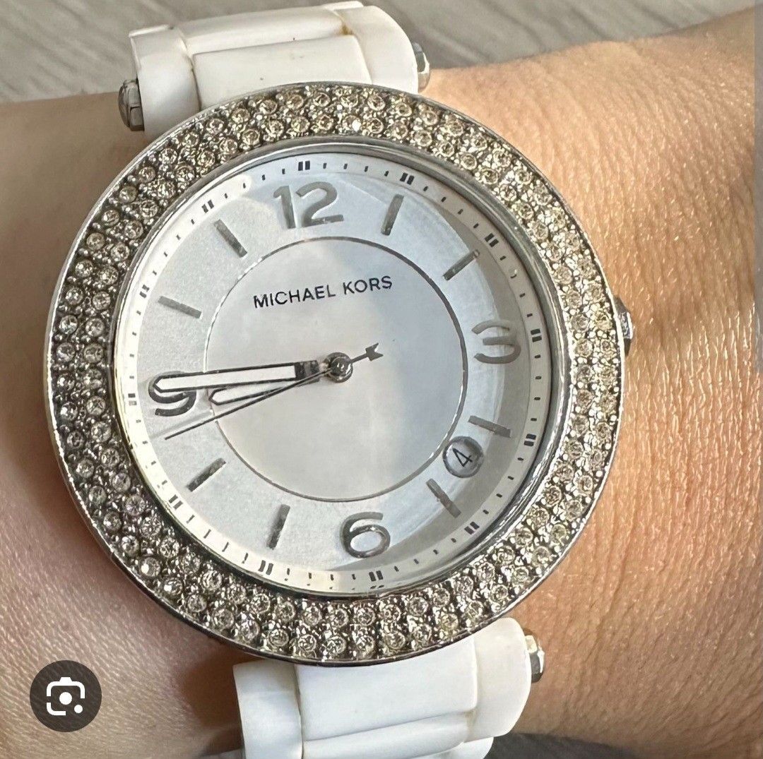 Michael Kors Women s White Ceramic Glitz Watch