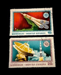 Mongolia 1975 - Airmail - Joint Soviet-American Space Project 2v. (used)