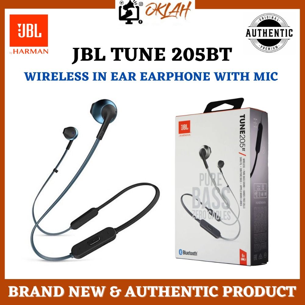 New Arrival JBL T205BT Bluetooth Wireless in Ear Earphones with