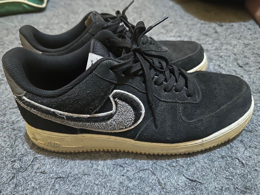 air force 1 chenille swoosh black