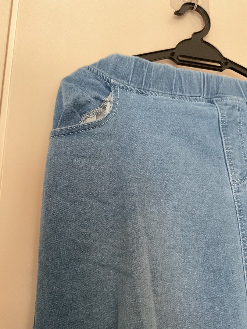 plussize denim skirt in light dark blue