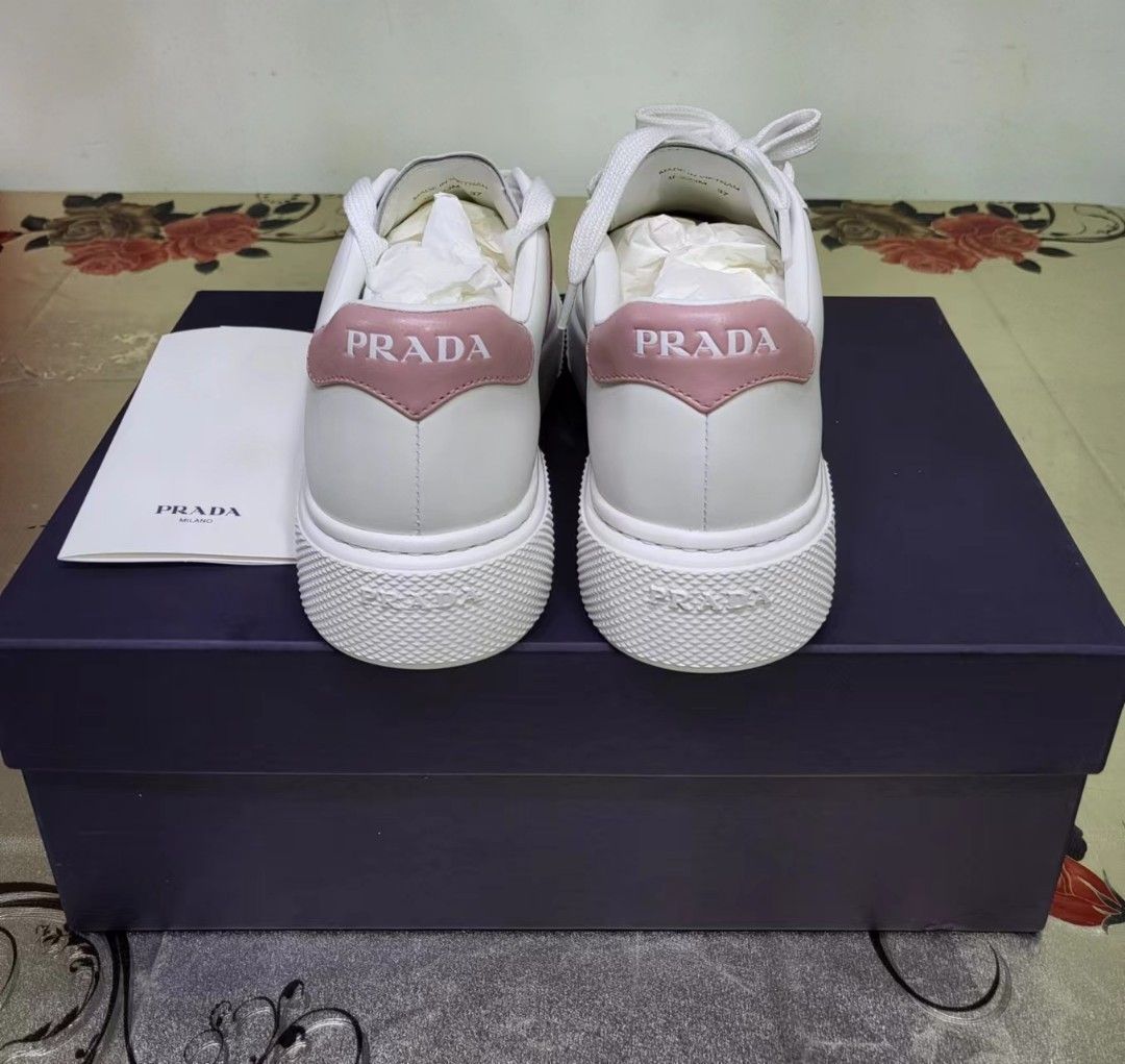 All white prada sneakers store