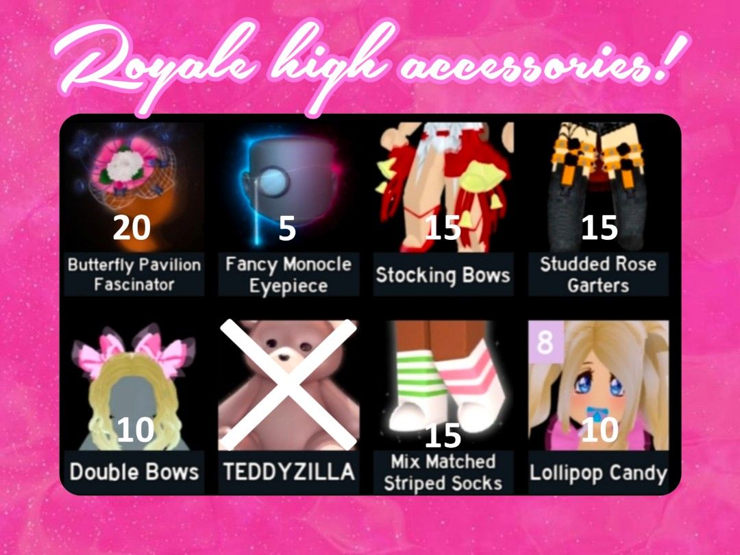Roblox : Royale high accessories! ( Read the description ) (Category: Others) located in Manila. Submitted by Threia (Listing ID 1286266225, Image 1). Description: 『➳𝕾𝖍𝖔𝖗𝖙 𝖉𝖊𝖘𝖈𝖗𝖎𝖕𝖙𝖎𝖔𝖓❁』 Please make sure to be level 75 or higher before buying the product! Keep in mind: Trading is only available to use in the Intergalactic Trading Hub, which can only be accessed by players level 75 or higher. Trading is separately also locked to lev