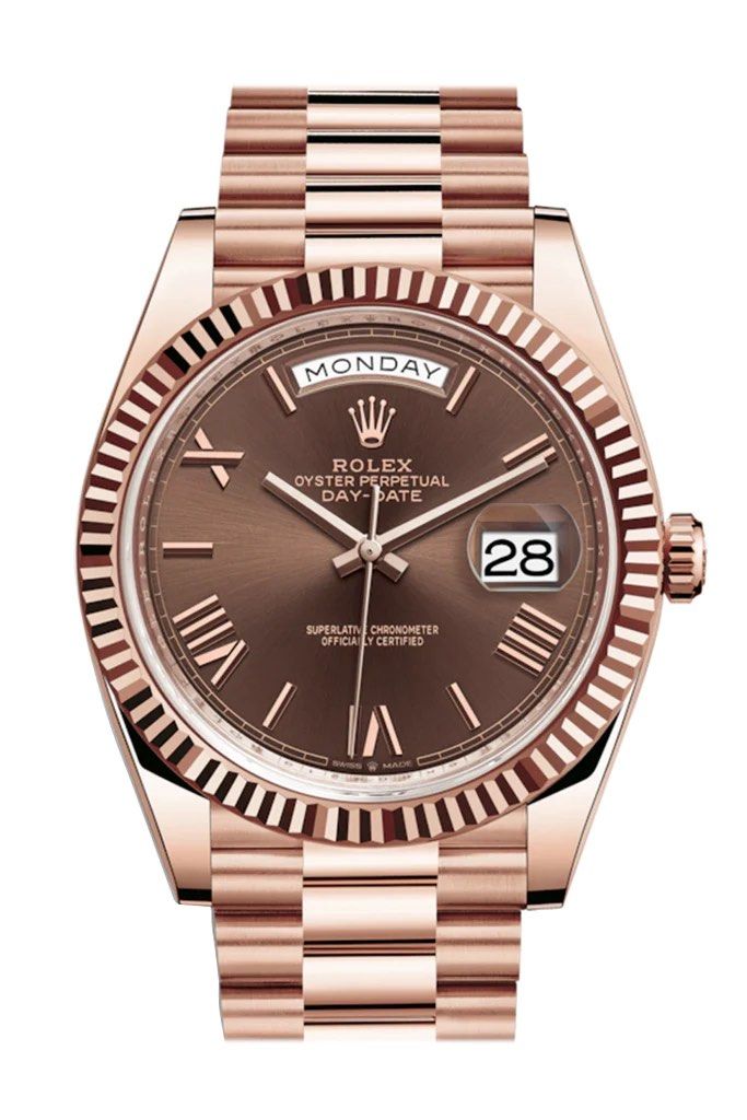 Rolex DayDate President 228235 Chocolate Roman Dial 18k Rose Gold