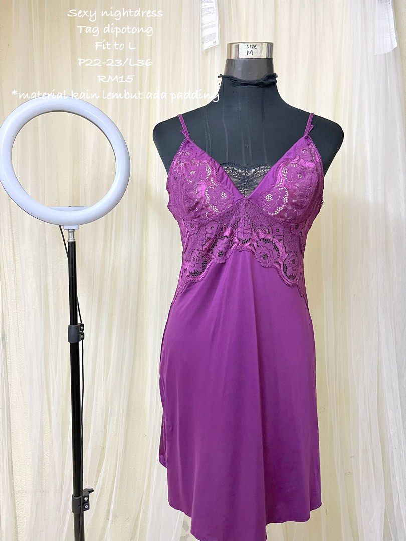 Buy Womens Sleepwear Nightgown,Spaghetti Strap Nightdress Cotton Sleeveless  Victorian Nightshirt (US S/Tag M, Purple) at