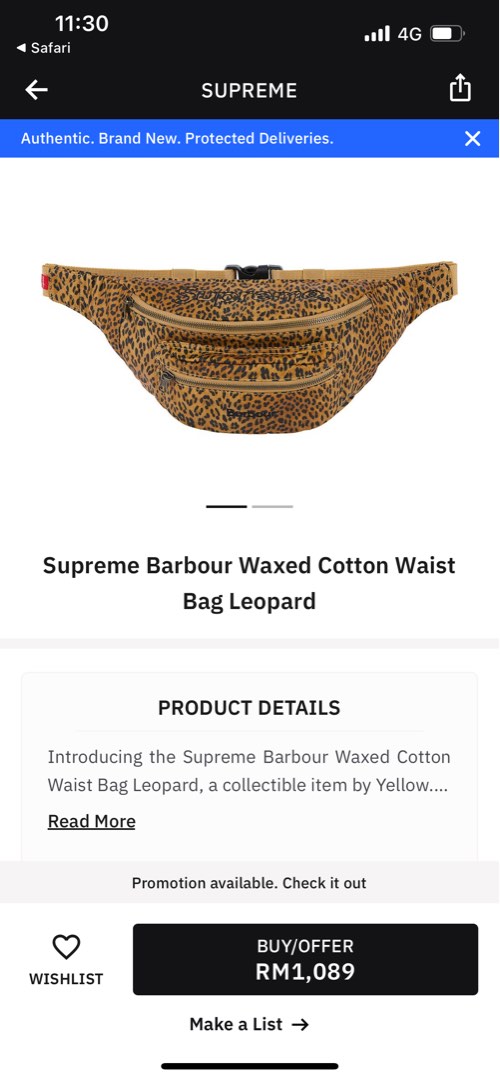 Supreme barbour waxed cotton waist bag online
