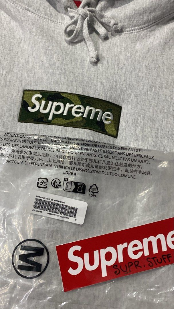 Supreme Box Logo Hooded Sweatshirt (FW23) Ash Grey Men's - FW23 - US