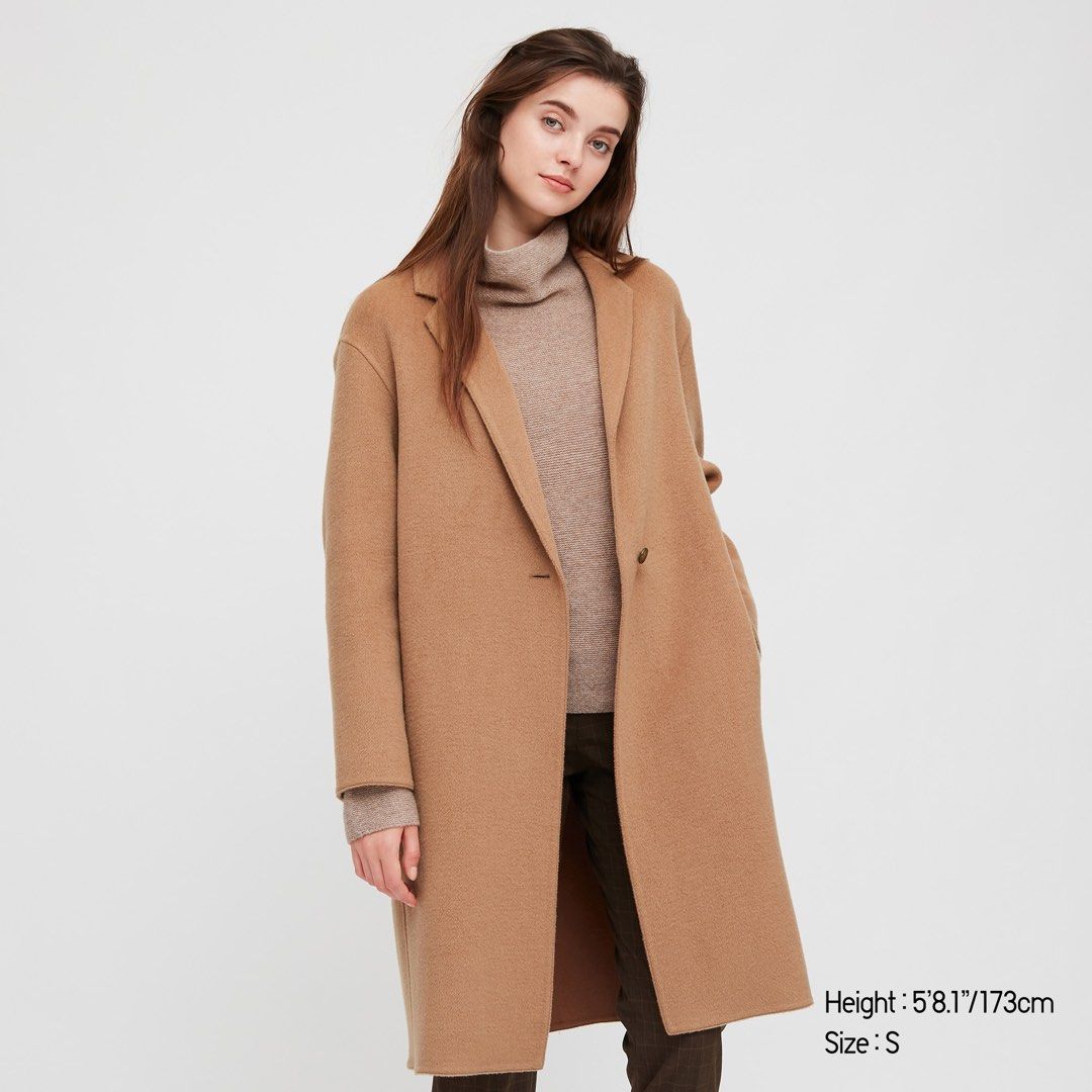 UNIQLO double face hooded wool blend coat jacket Women s Fashion Coats Jackets and Outerwear on Carousell