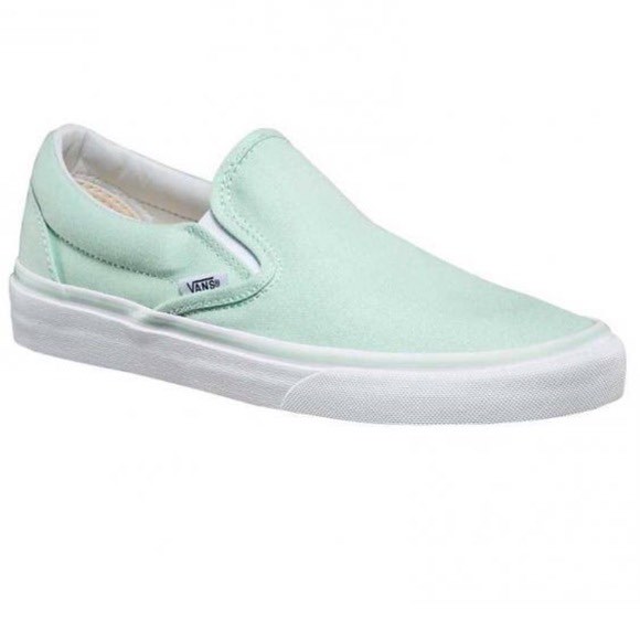 Mint green slip on vans on sale