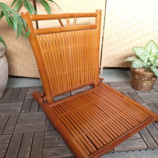 Midcentury modern bamboo portable folding floor chair