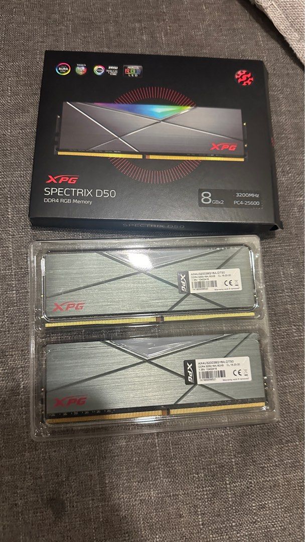 Spectrix Rog Ram RAM RGB XPG SPECTRIX D50 3200mhz (8GB x 2), Computers & Tech, Parts ...