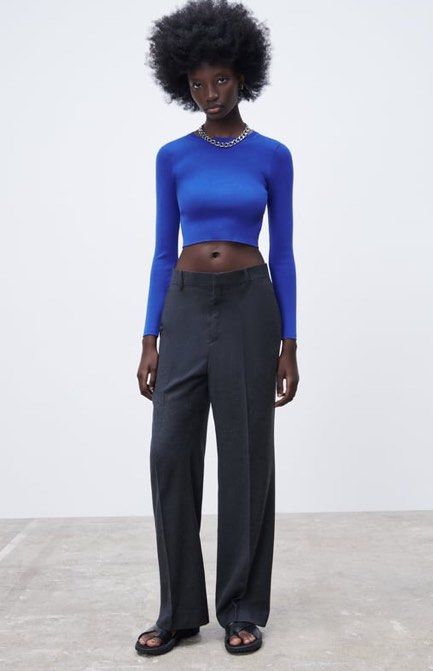 Zara knit cropped sweater cheap
