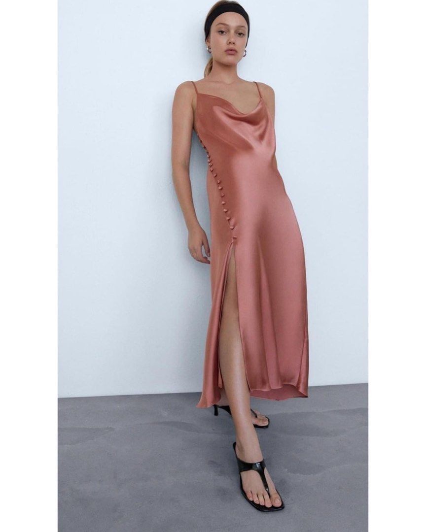 Zara Satin Cowl Neck Dress Women s Fashion Dresses Sets