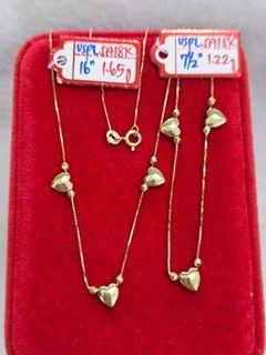 18K Saudi Gold heart  necklace and bracelet