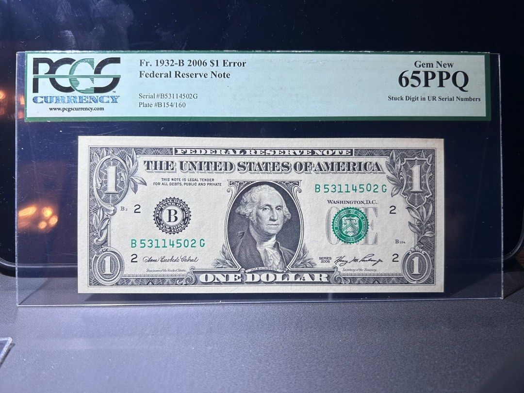 美金1蚊趣味錯體0字跳字PCGS 65PPQ, 興趣及遊戲, 收藏品及紀念品, 錢幣- Carousell