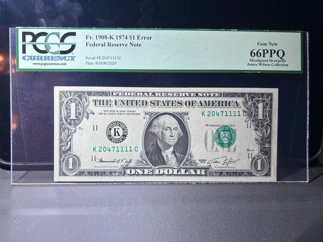 美金1蚊移位偏打PCGS 66PPQ, 興趣及遊戲, 收藏品及紀念品, 錢幣- Carousell