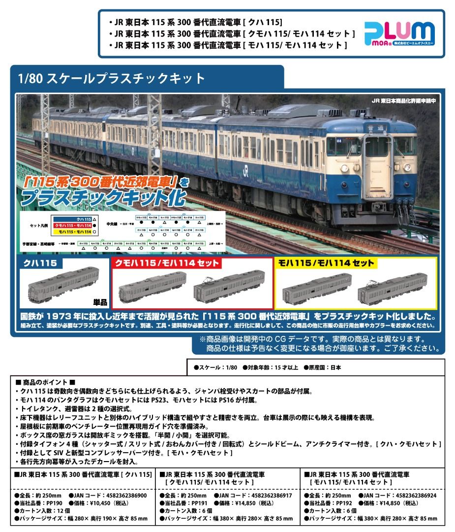 PP191 JR東日本115系300番代直流電車[クモハ115 モハ114セット] 80